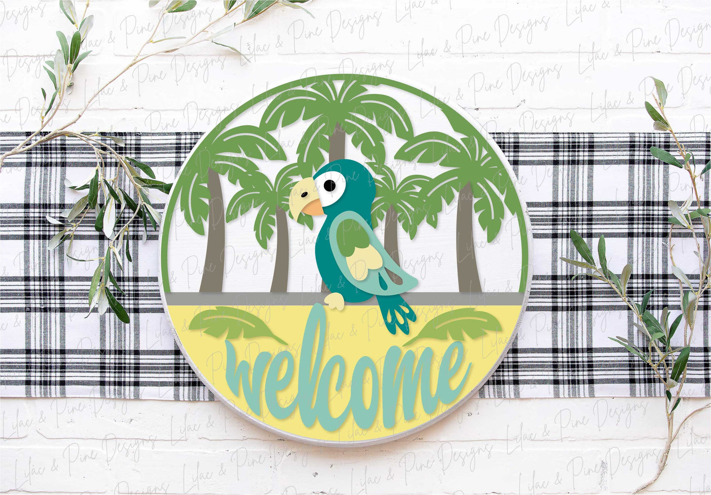 parrot welcome sign SVG, summer door hanger SVG, tropical decor svg, laser welcome sign svg, summer sign svg, Glowforge SVG, laser cut file