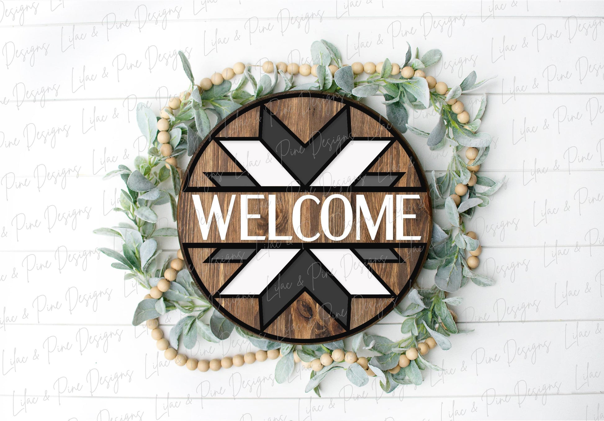 Welcome stained glass quilt round, quilt lover SVG, Welcome SVG, front door decor, round wood sign, name sign, Glowforge Svg, laser cut file