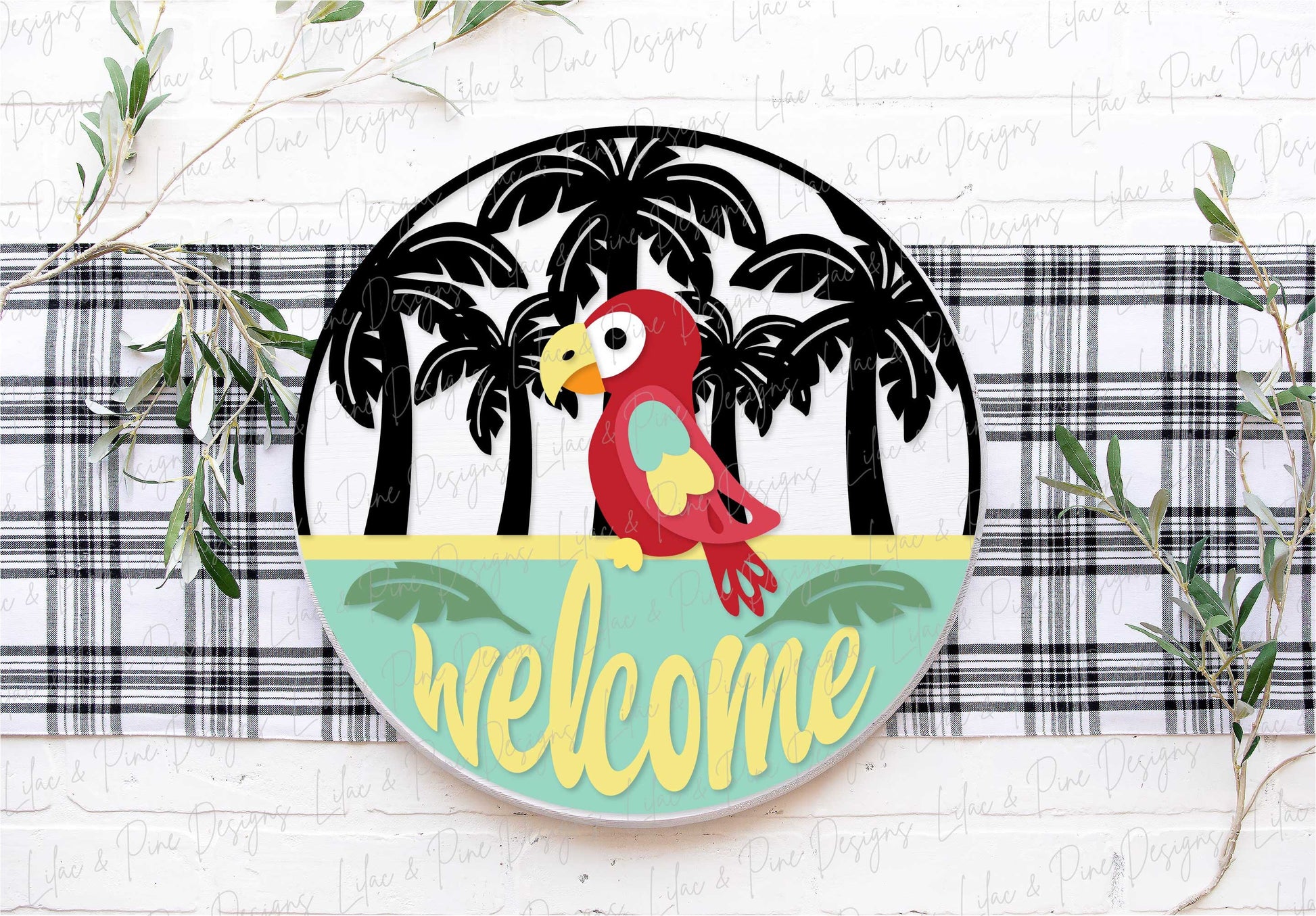 parrot welcome sign SVG, summer door hanger SVG, tropical decor svg, laser welcome sign svg, summer sign svg, Glowforge SVG, laser cut file