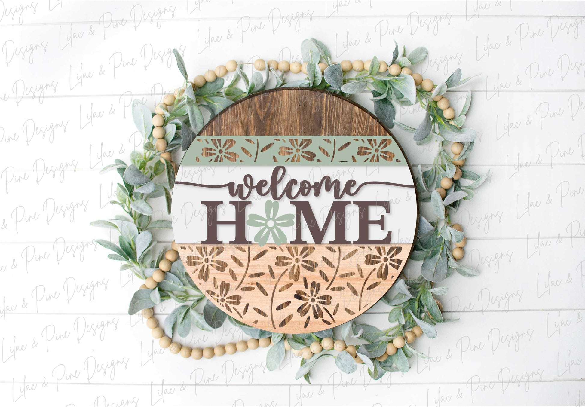 welcome home sign, floral welcome sign SVG, flower door hanger svg, round sign, summer svg, spring svg, Glowforge Svg, laser cut file