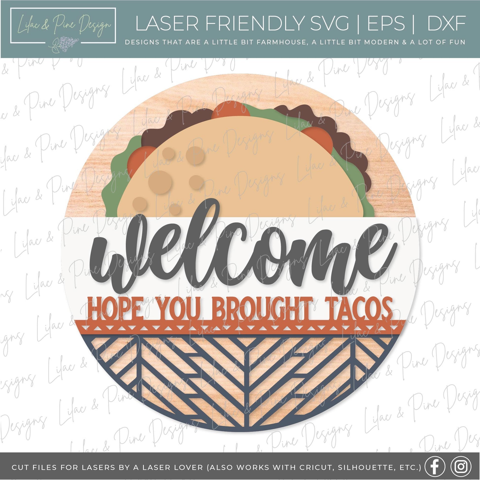 Taco welcome sign SVG, southwest style sign, Mexican food svg, cinco de mayo SVG, funny door hanger SVG, Glowforge Svg, laser cut file