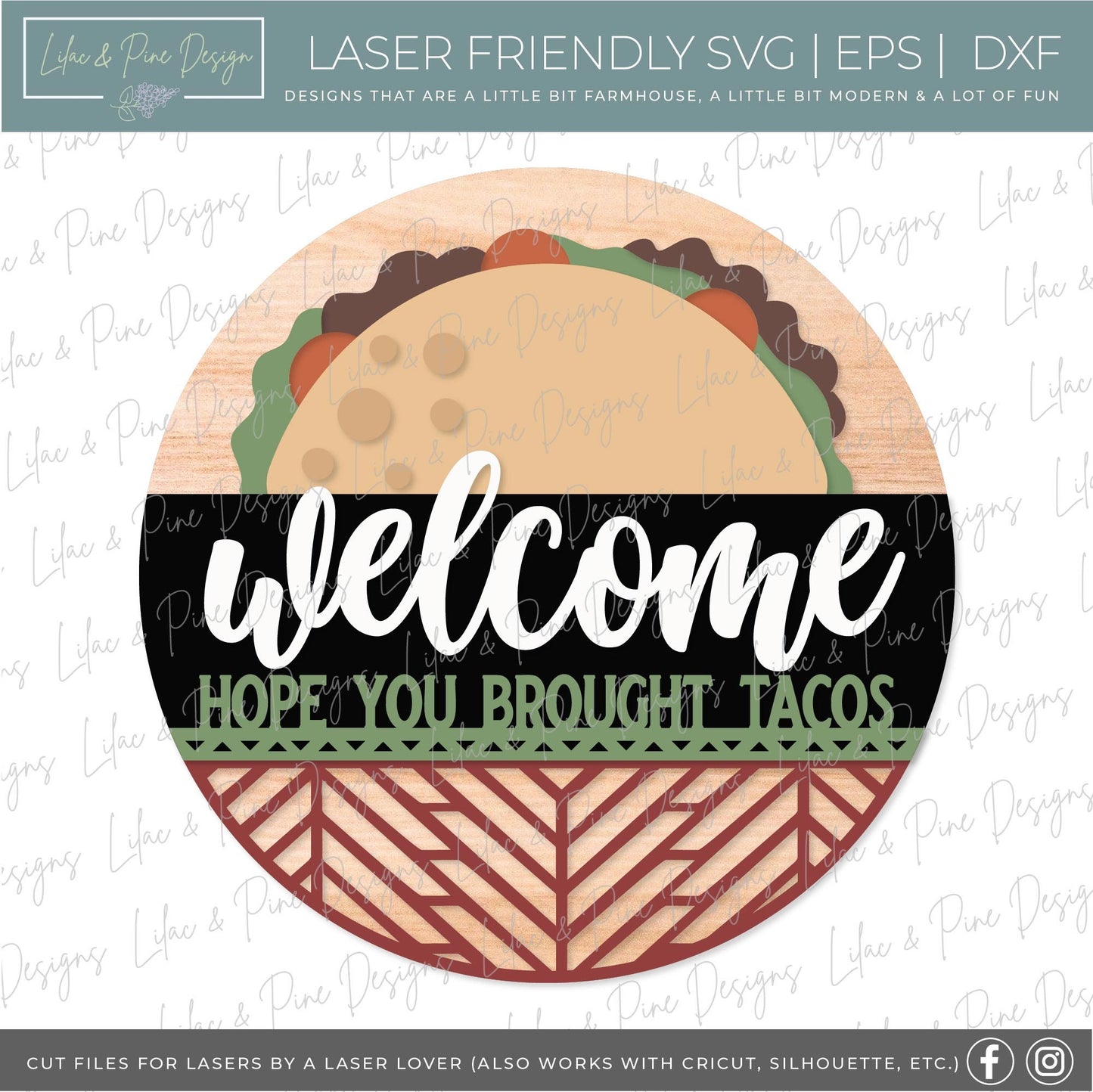 Taco welcome sign SVG, southwest style sign, Mexican food svg, cinco de mayo SVG, funny door hanger SVG, Glowforge Svg, laser cut file