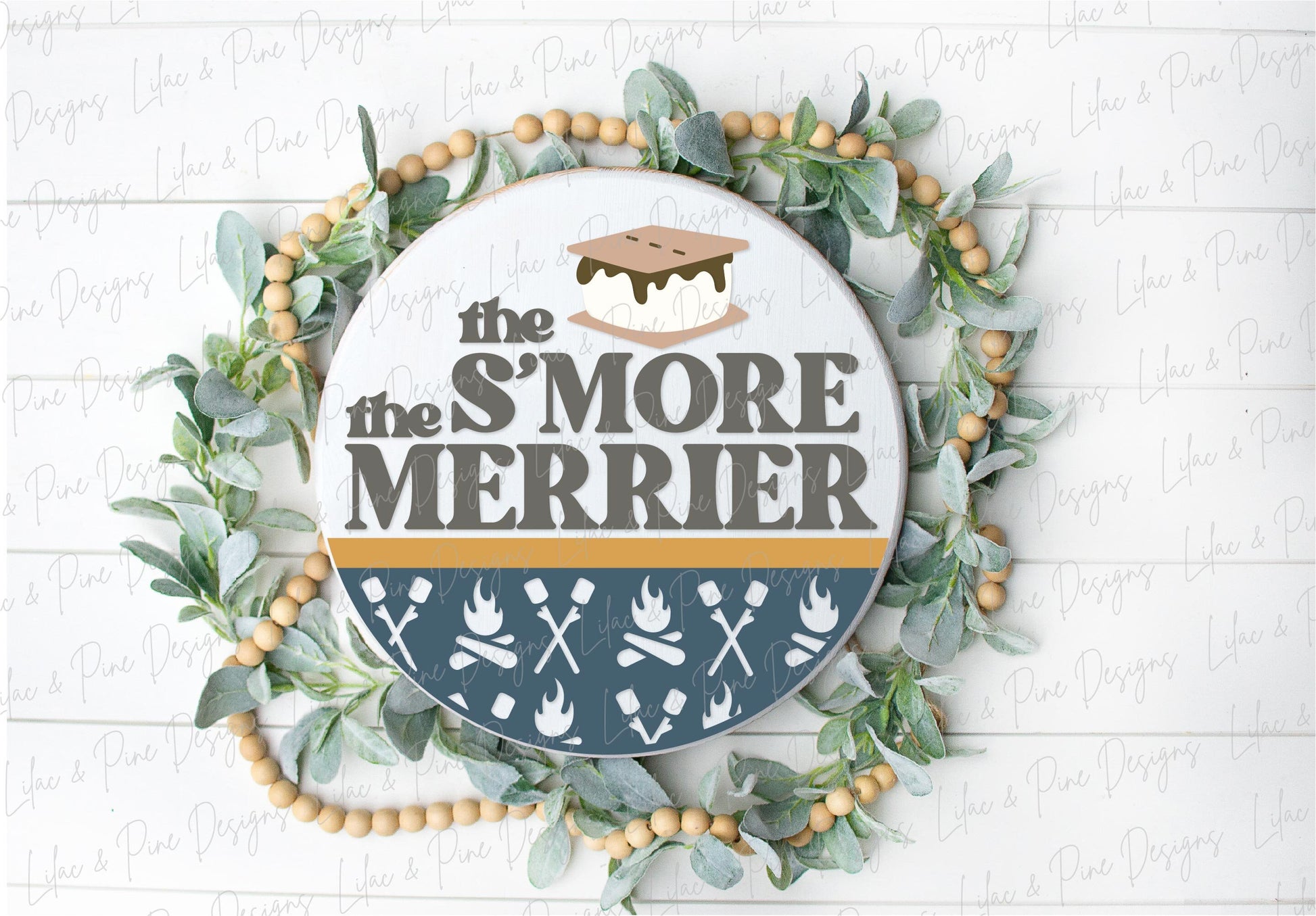 Smore the Merrier sign, Camping sign SVG, Campfire welcome sign, S'more door hanger, Funny round wood sign, Glowforge Svg, laser cut file
