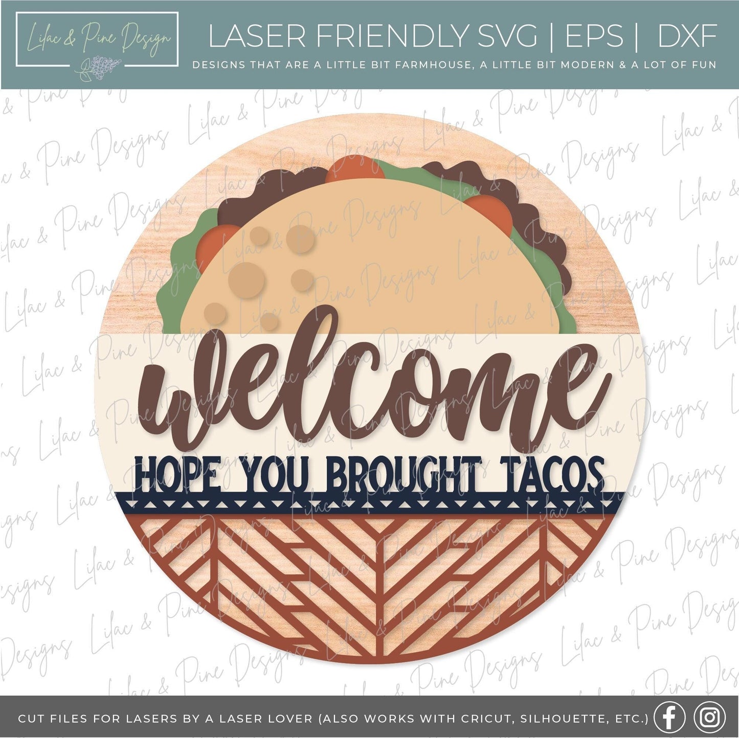 Taco welcome sign SVG, southwest style sign, Mexican food svg, cinco de mayo SVG, funny door hanger SVG, Glowforge Svg, laser cut file