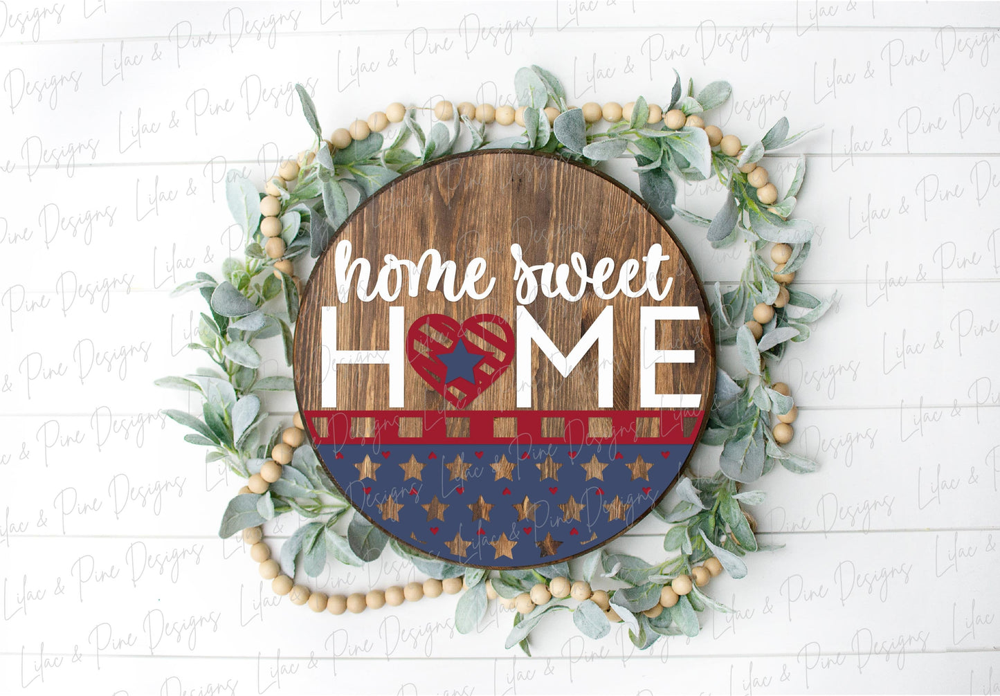 America home sweet home SVG, 4th of July welcome sign SVG, Fourth of July door hanger, Patriotic round sign, Glowforge SVG, laser cut file