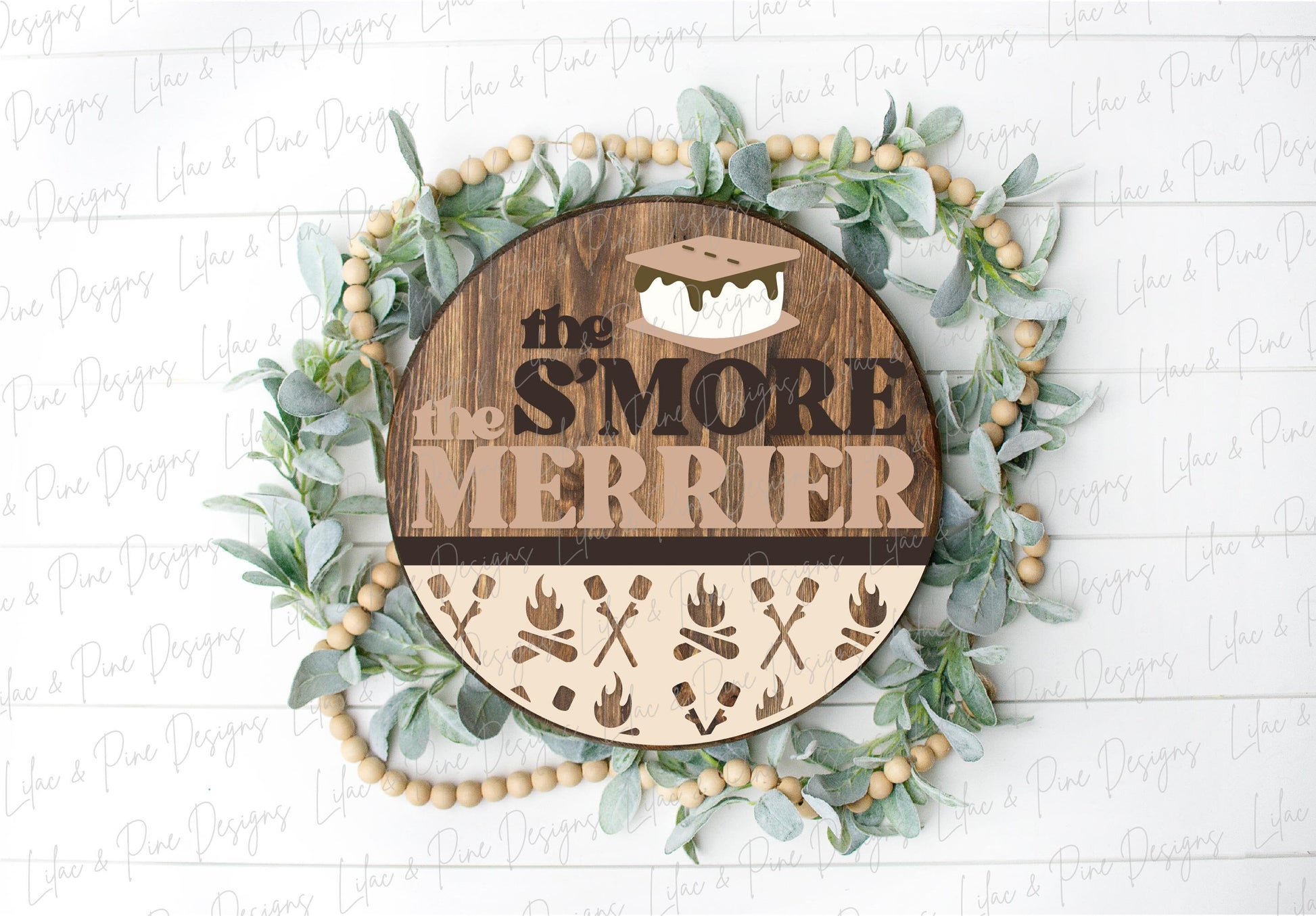 Smore the Merrier sign, Camping sign SVG, Campfire welcome sign, S'more door hanger, Funny round wood sign, Glowforge Svg, laser cut file