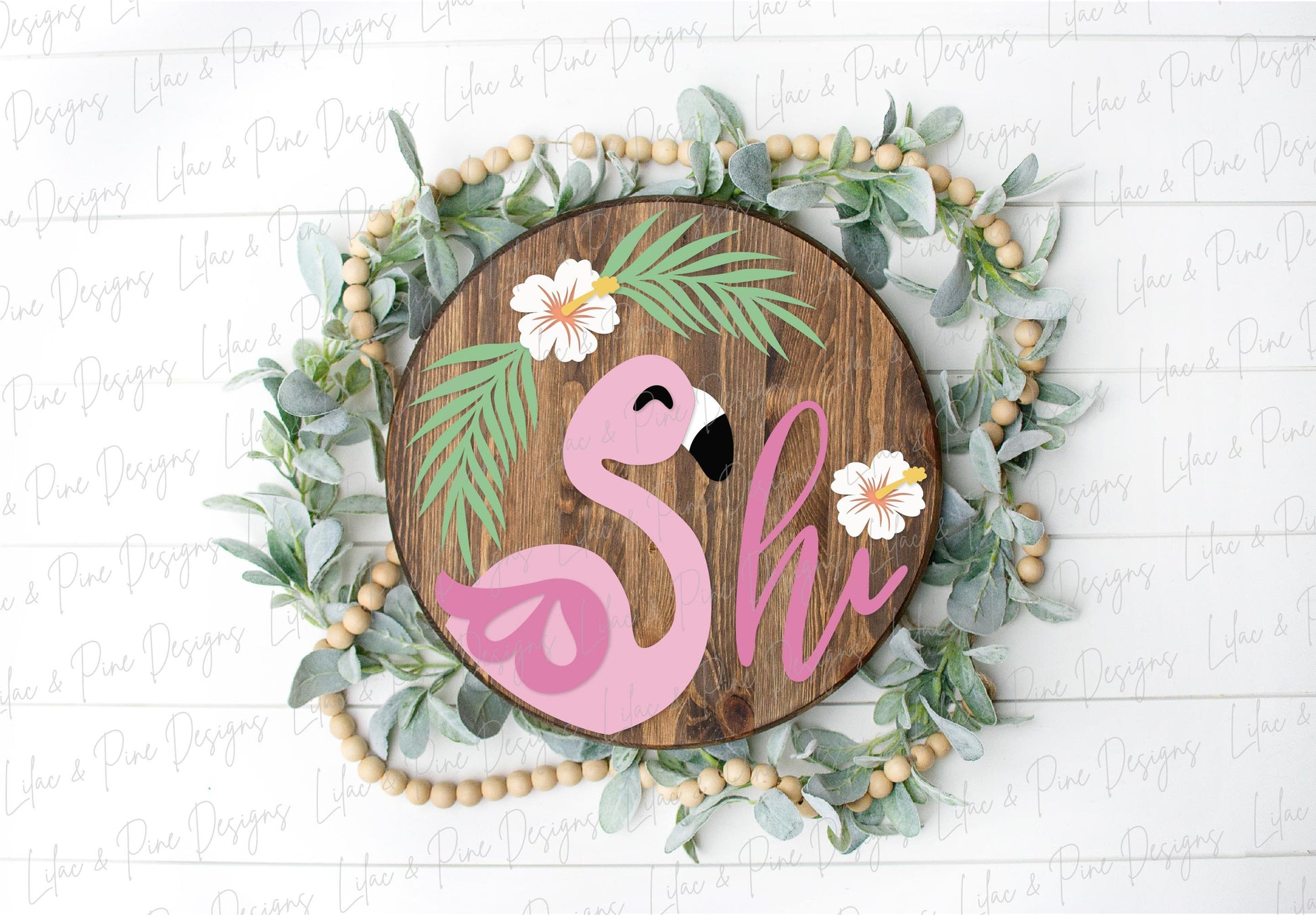 Flamingo door hanger SVG, Tropical summer door sign, Hibiscus flower porch decor, tropical floral door hanger, Glowforge SVG, laser cut file