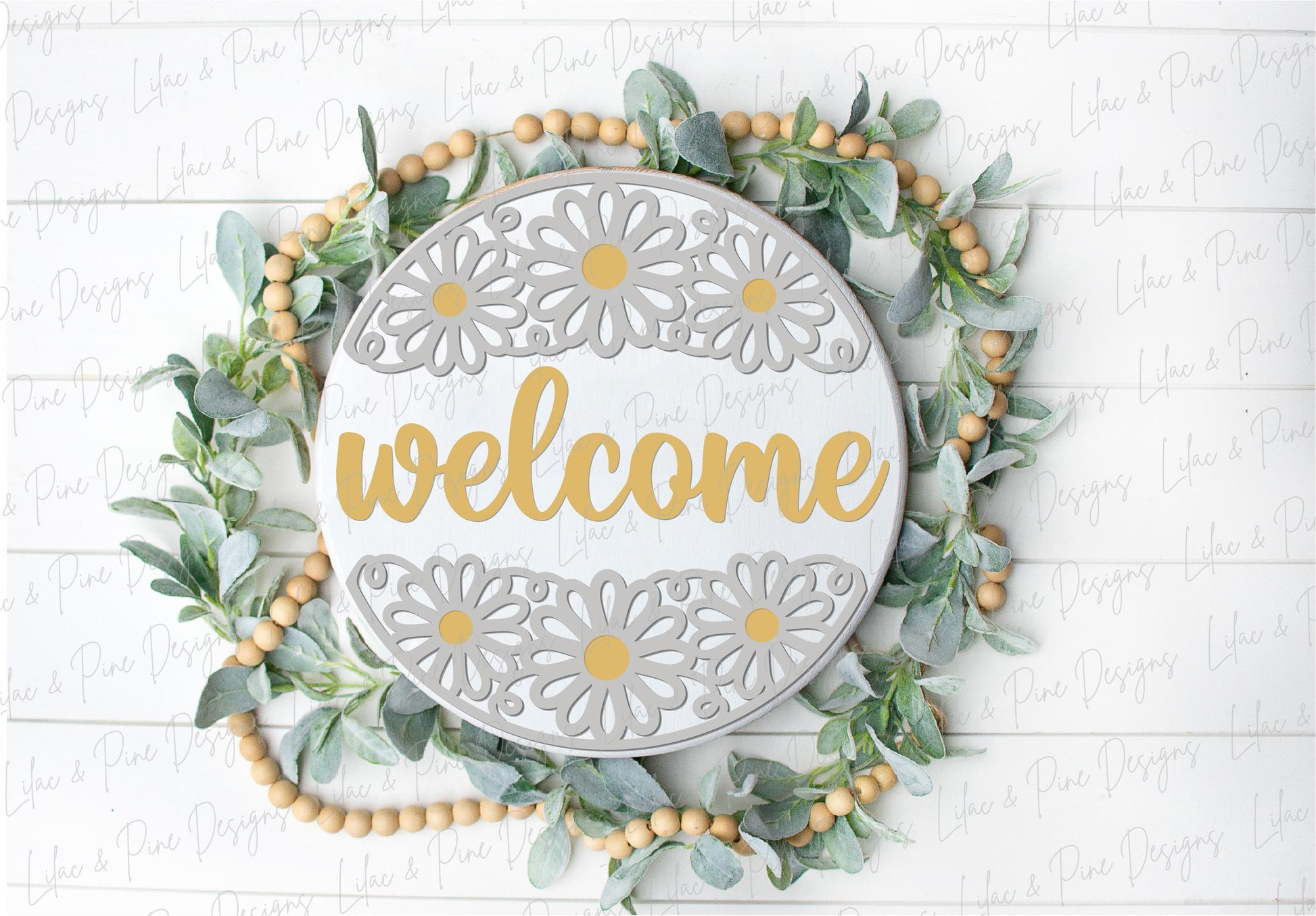 Daisy welcome sign SVG, Daisy hello, summer floral door hanger SVG, flower welcome sign, daisy porch decor, Glowforge SVG, laser cut file