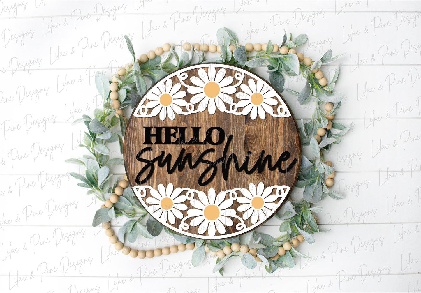 Daisy door hanger SVG, Hello sunshine, summer floral door hanger SVG, flower welcome sign, daisy porch decor, Glowforge SVG, laser cut file