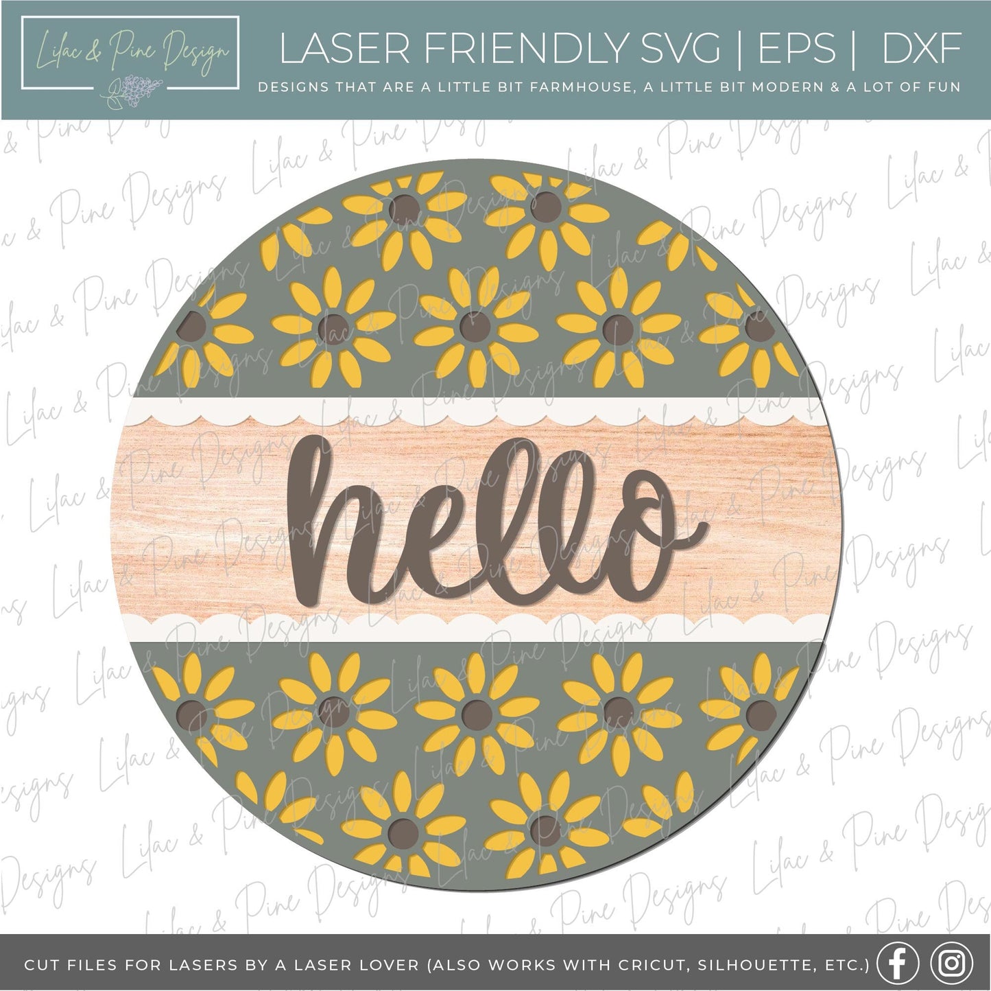 Daisy door hanger SVG, black eyed Susan sign, summer hello SVG, floral porch decor, flower welcome sign, Glowforge SVG, laser cut file