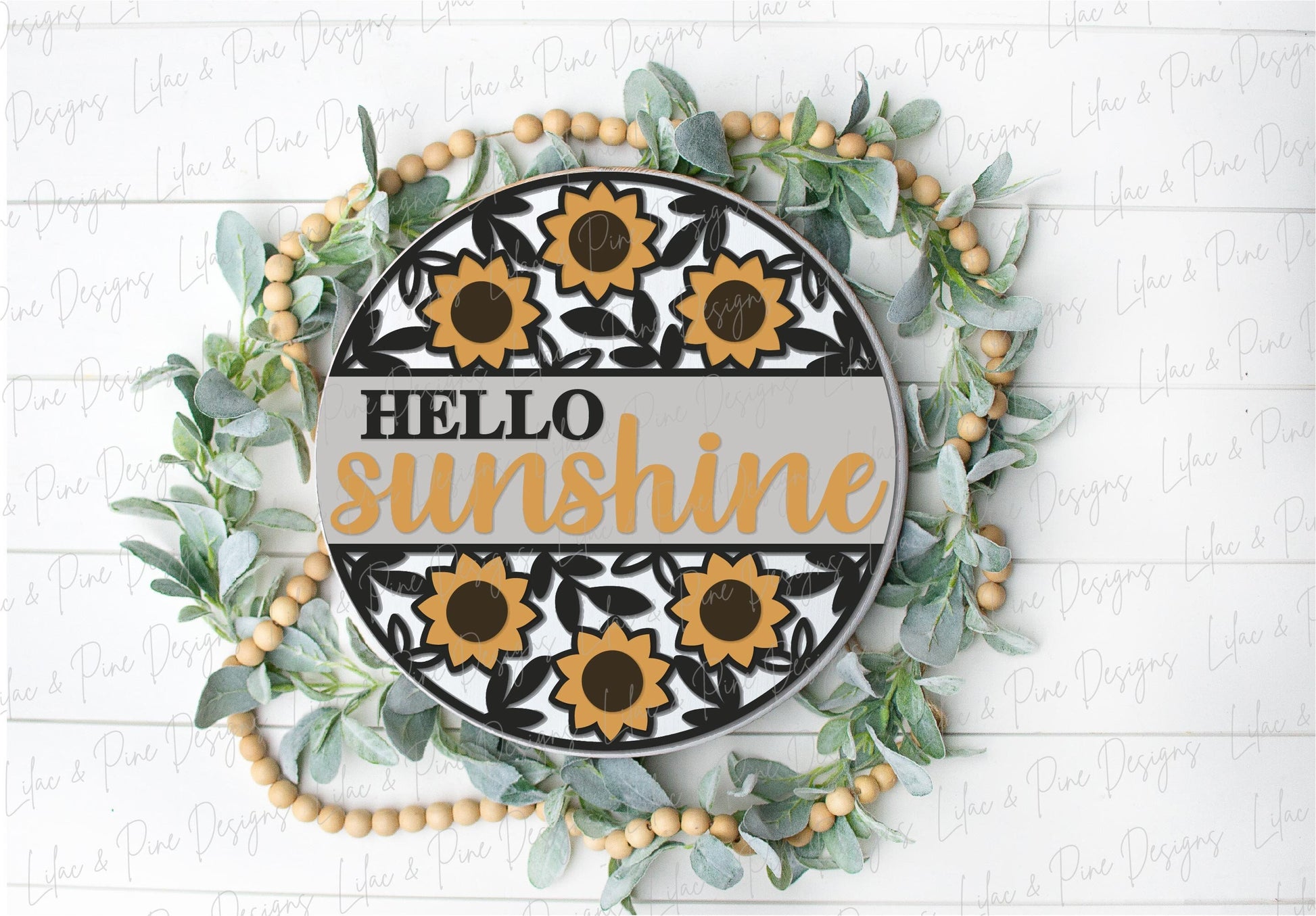 Sunflower door hanger SVG, Floral welcome sign, hello sunshine door hanger SVG, fall floral welcome sign, Glowforge SVG, laser cut file