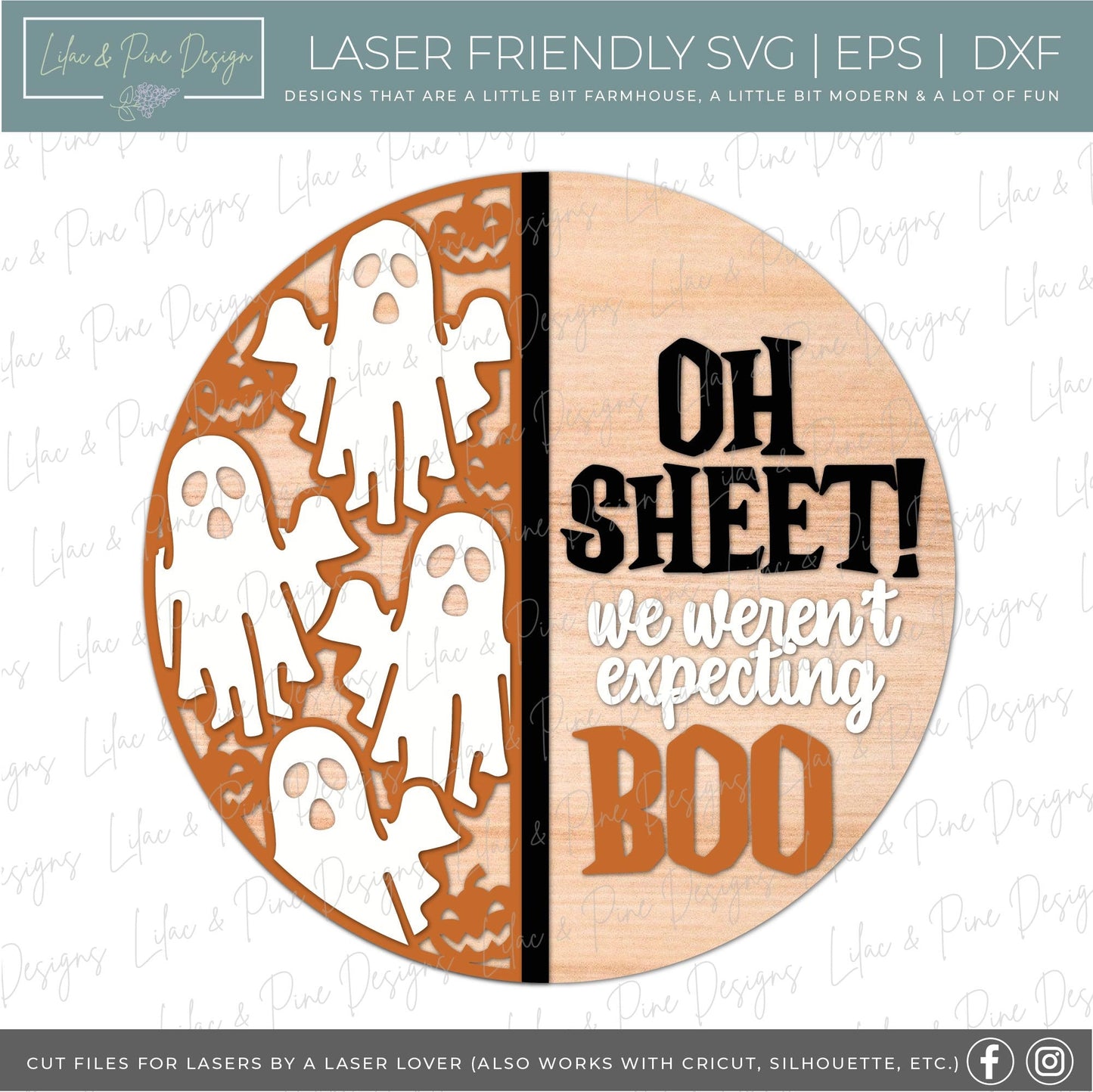 Funny Halloween sign, Ghost door hanger SVG, Halloween welcome sign, Halloween decor, Oh sheet SVG, Boo svg, Glowforge Svg, laser cut file