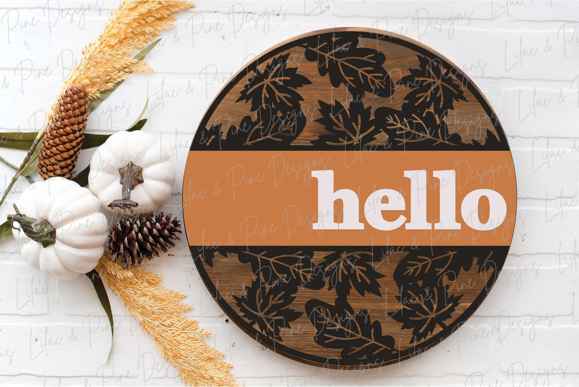 Fall Leaf door hanger SVG, Fall welcome sign, fall hello sign SVG, fall decor, autumn leaves door hanger, Glowforge SVG, laser cut file