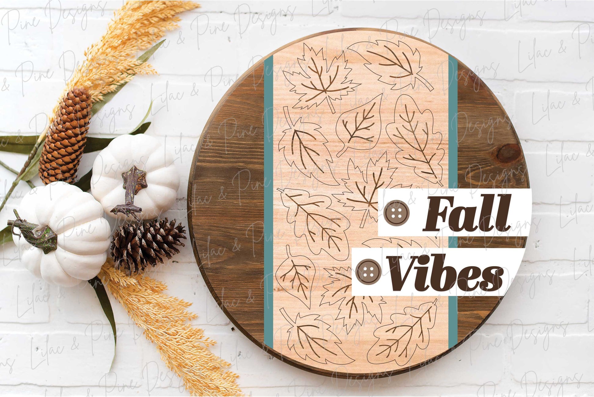Fall vibes door hanger SVG, Fall welcome sign, leaves door hanger SVG, autumn decor, fall round wood sign, Glowforge SVG, laser cut file