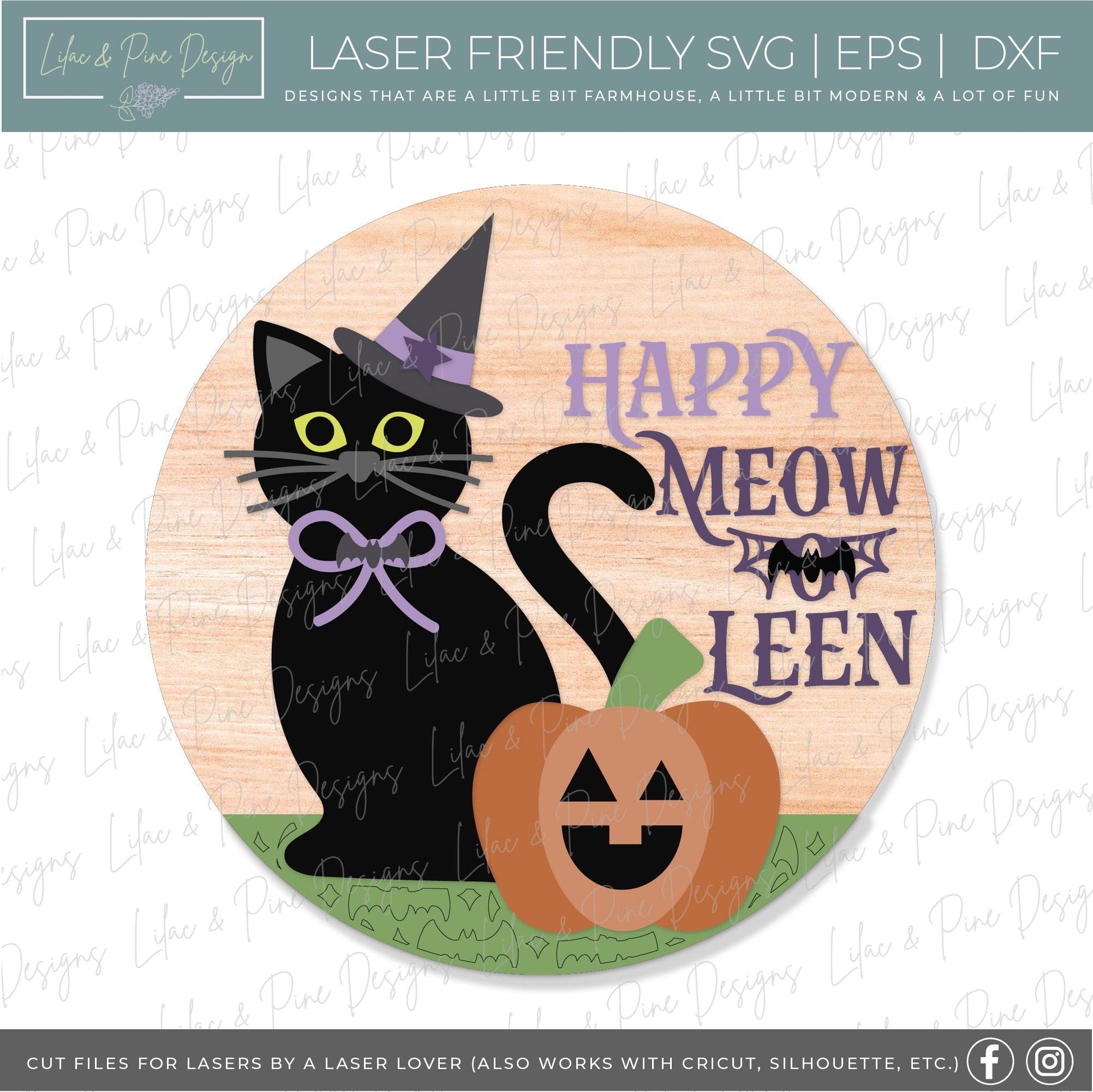 Halloween sign, black cat door hanger SVG, Happy Halloween welcome sign, Halloween decor, Cat lover sign, Glowforge Svg, laser cut file