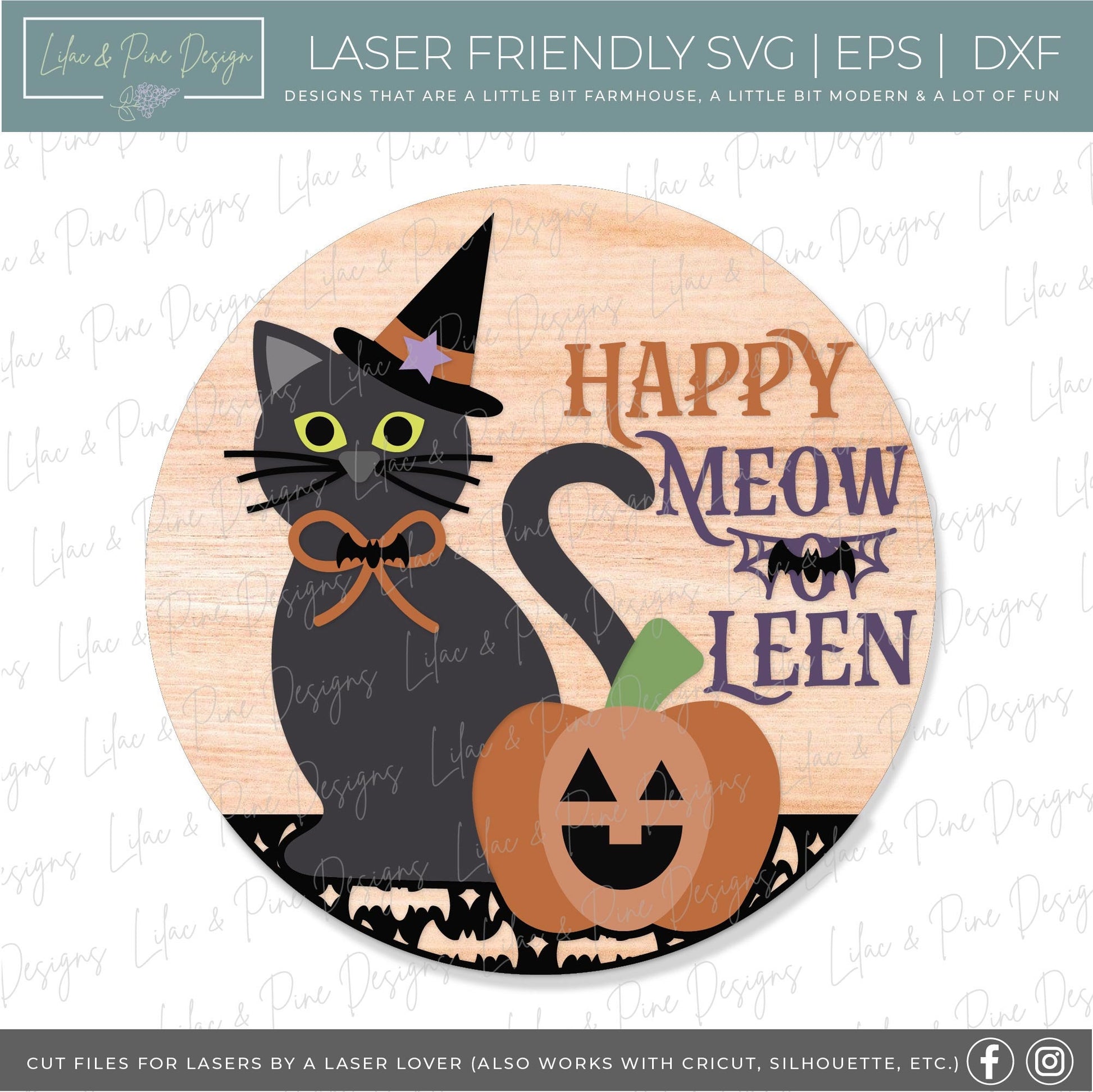 Halloween sign, black cat door hanger SVG, Happy Halloween welcome sign, Halloween decor, Cat lover sign, Glowforge Svg, laser cut file