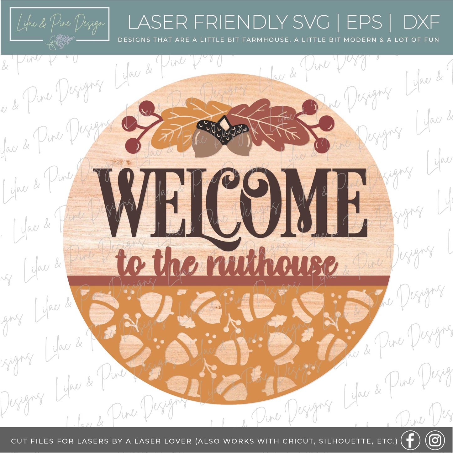 Welcome to the nuthouse sign, fall leaf door hanger SVG, funny fall door hanger, fall welcome sign svg, Glowforge SVG, laser cut file