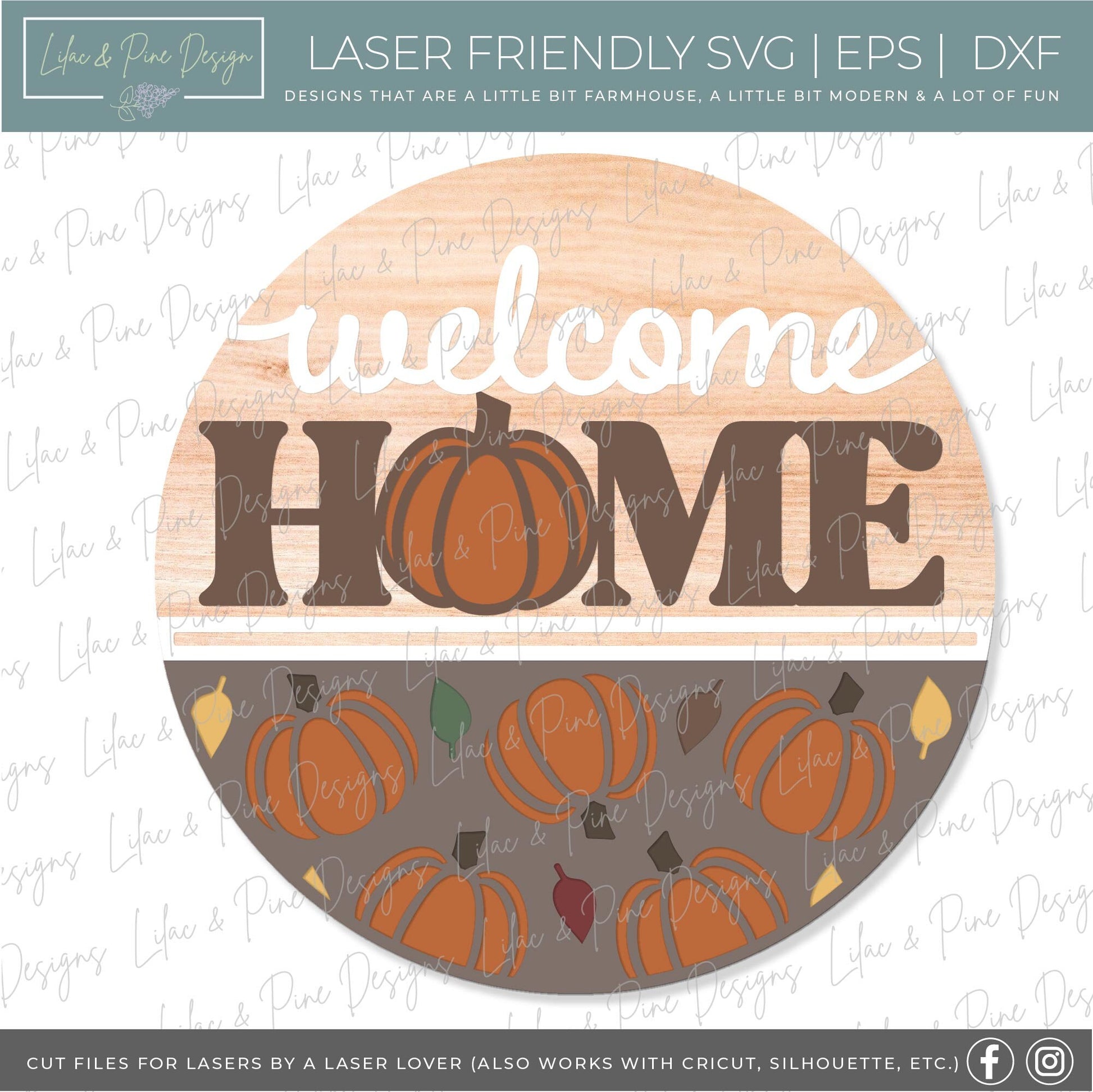 Welcome home pumpkin sign, fall door hanger SVG, fall welcome sign, fall porch decor, pumpkin home sign, Glowforge SVG, laser cut file