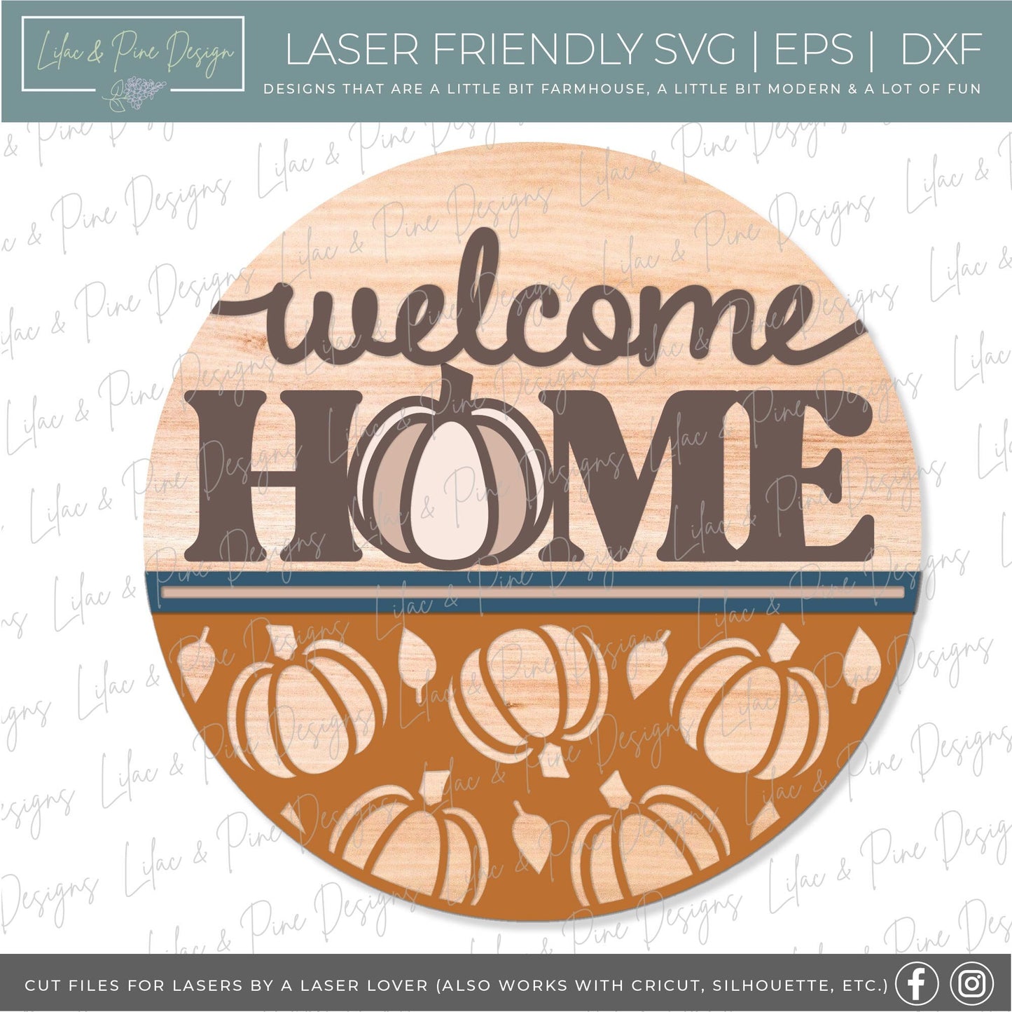 Welcome home pumpkin sign, fall door hanger SVG, fall welcome sign, fall porch decor, pumpkin home sign, Glowforge SVG, laser cut file