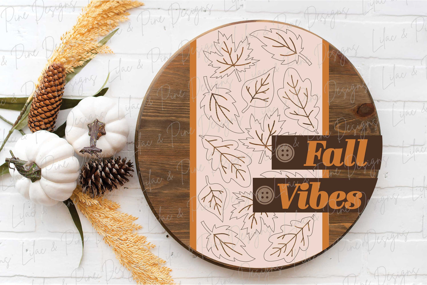 Fall vibes door hanger SVG, Fall welcome sign, leaves door hanger SVG, autumn decor, fall round wood sign, Glowforge SVG, laser cut file