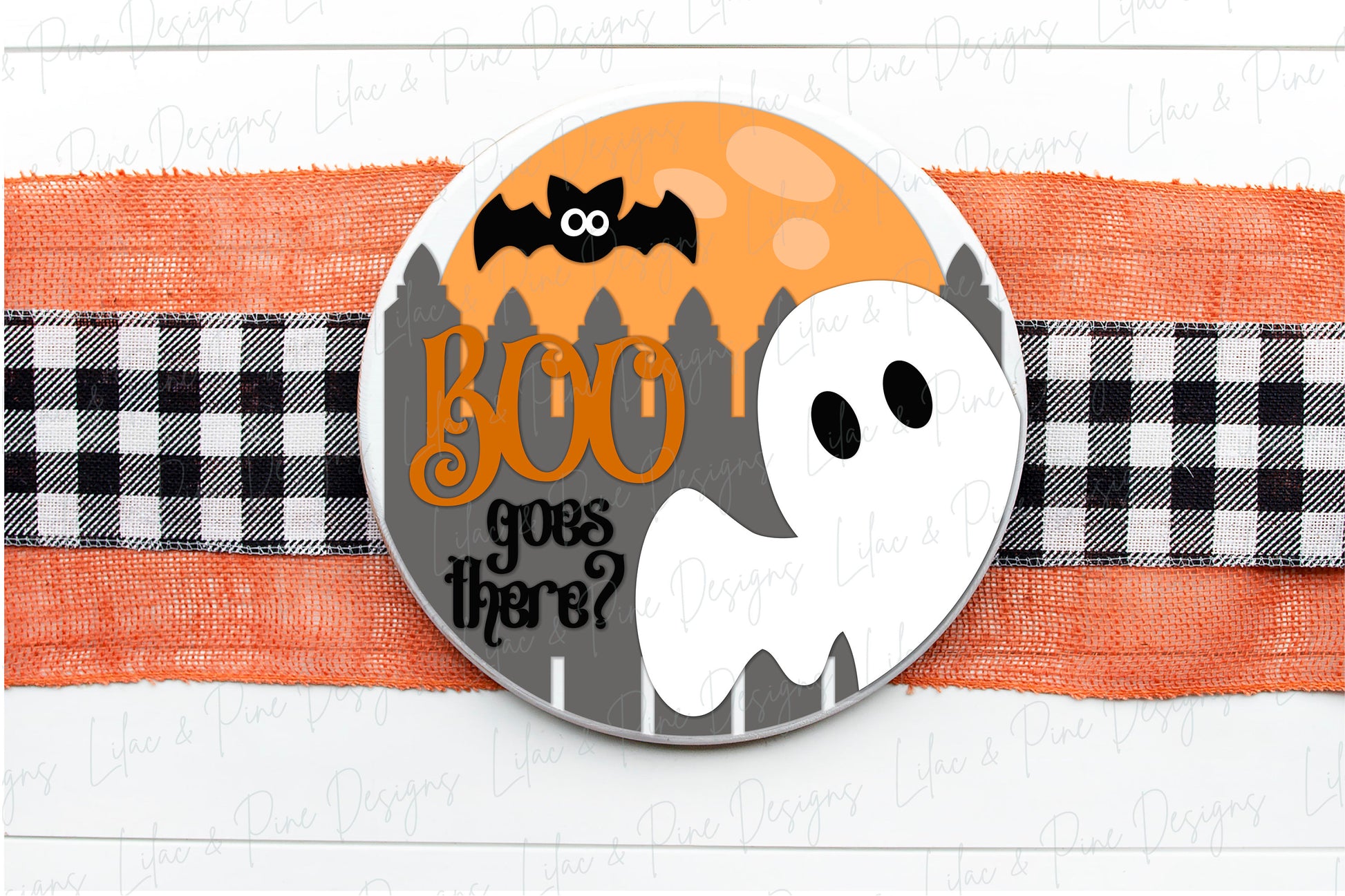 Halloween door hanger SVG, Boo goes there sign, Ghost welcome sign SVG, Boo round sign, Halloween porch decor, Glowforge SVG, laser cut file