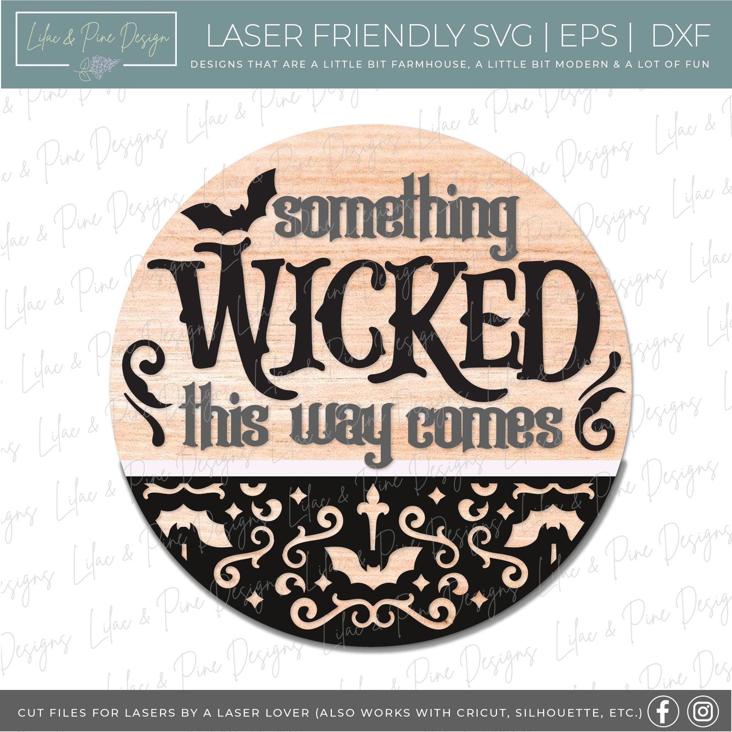 Something Wicked This Way Comes, spooky door hanger SVG, Halloween sign SVG, welcome sign, front door sign, Glowforge Svg, laser cut file