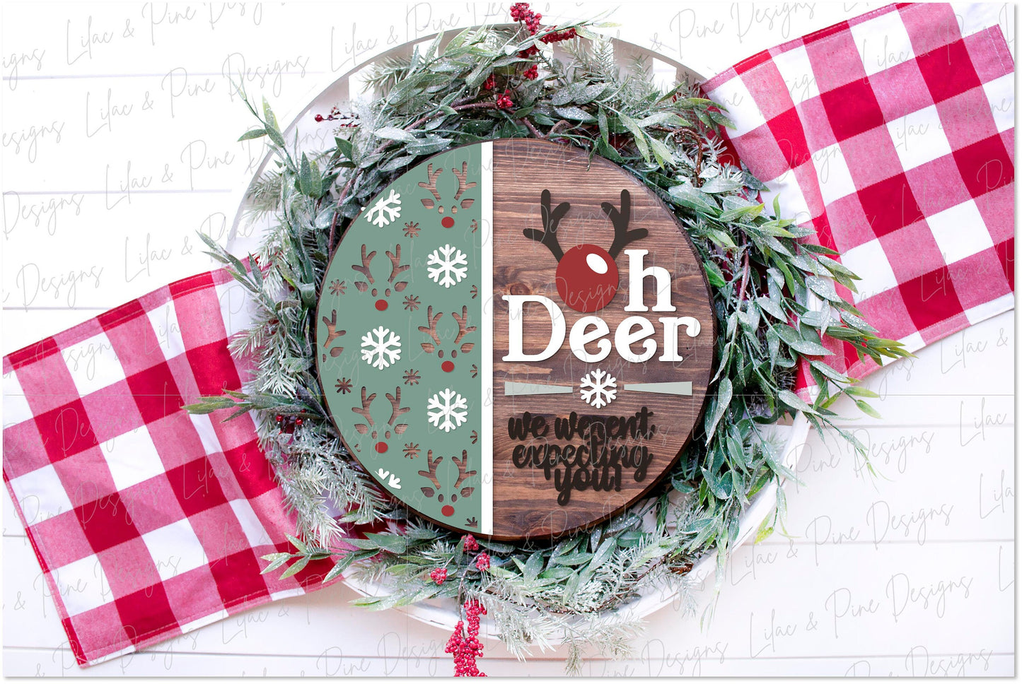 Christmas sign SVG, Oh Deer door hanger SVG, Reindeer welcome sign, Holiday decor SVG, funny Christmas sign, Glowforge Svg, laser cut file