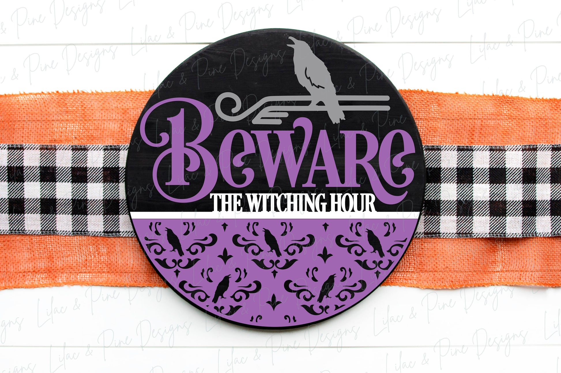 Beware the Witching Hour, spooky door hanger SVG, Halloween welcome sign SVG, raven front door sign, crow SVG, Glowforge Svg, laser cut file