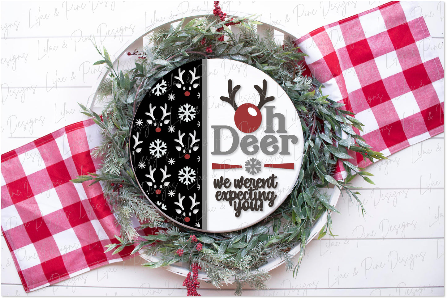 Christmas sign SVG, Oh Deer door hanger SVG, Reindeer welcome sign, Holiday decor SVG, funny Christmas sign, Glowforge Svg, laser cut file