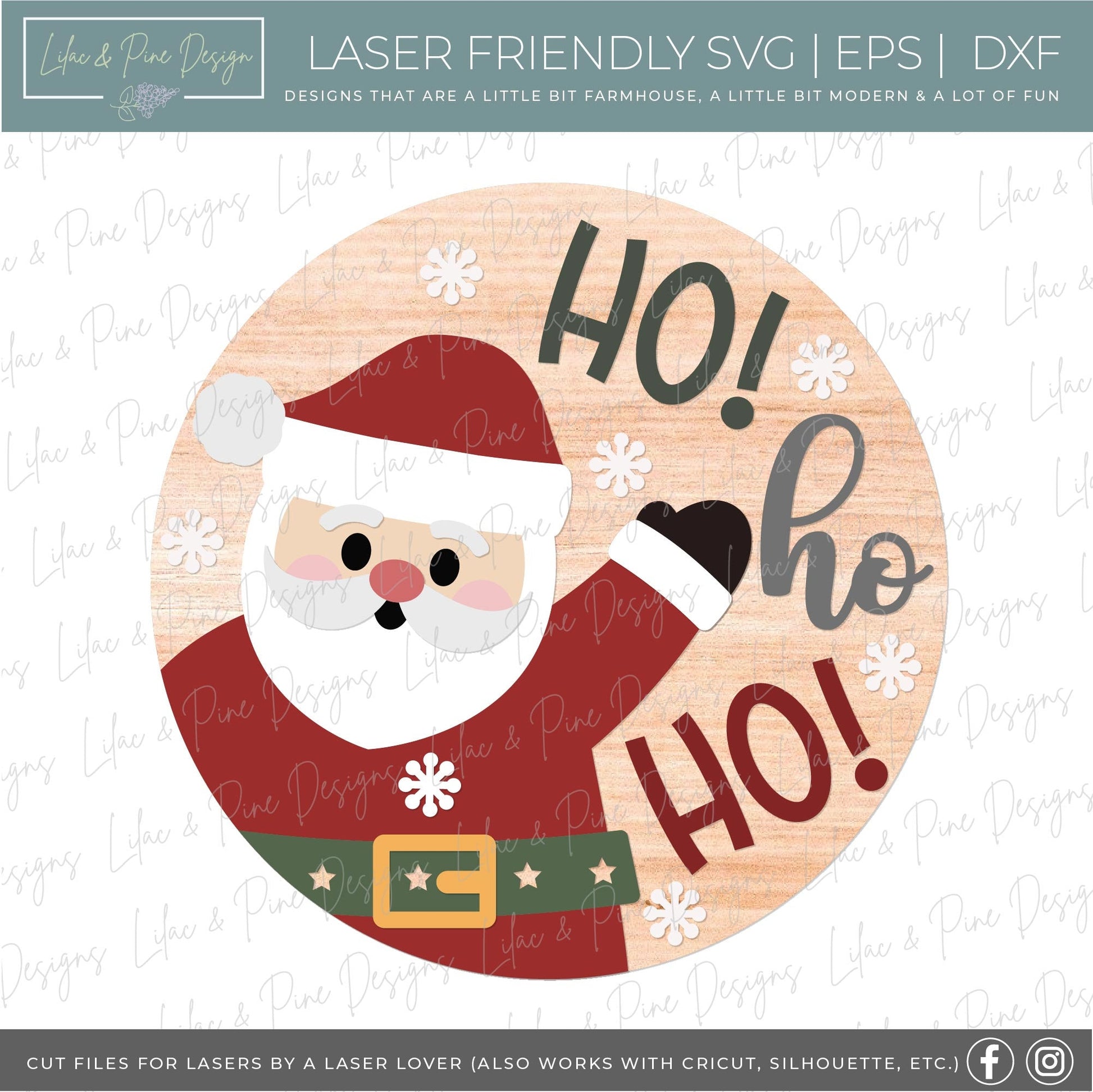 Christmas sign SVG, Santa Claus door hanger, ho ho ho welcome sign SVG, Holiday decor, cute Christmas sign, Glowforge Svg, laser cut file