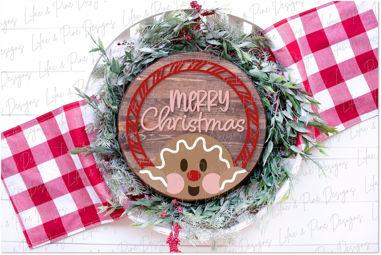 Gingerbread round sign SVG, Christmas door hanger, Peppermint welcome sign, cute Merry Christmas sign SVG, Glowforge Svg, laser cut file