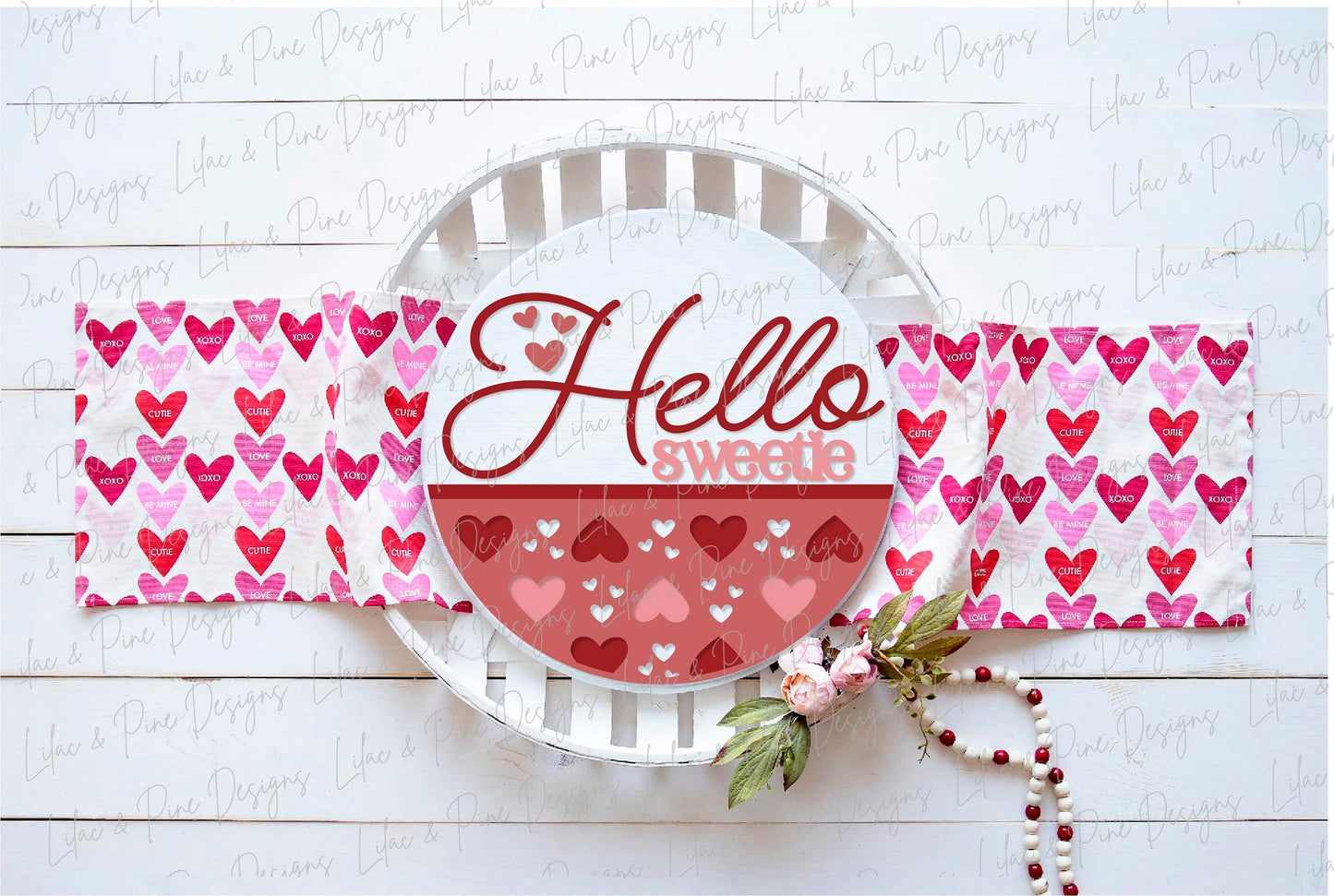Valentine's Day welcome sign SVG, hello sweetie door hanger SVG, Valentine heart round sign svg, paint party, Glowforge Svg, laser cut file