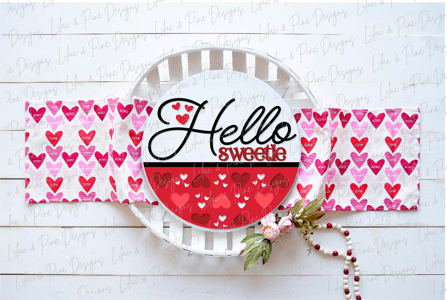 Valentine's Day welcome sign SVG, hello sweetie door hanger SVG, Valentine heart round sign svg, paint party, Glowforge Svg, laser cut file