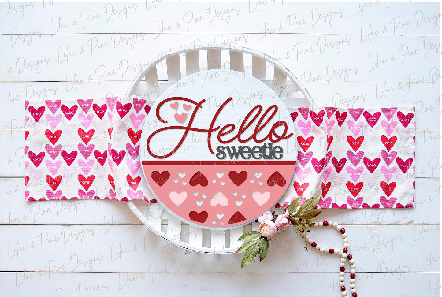Valentine's Day welcome sign SVG, hello sweetie door hanger SVG, Valentine heart round sign svg, paint party, Glowforge Svg, laser cut file