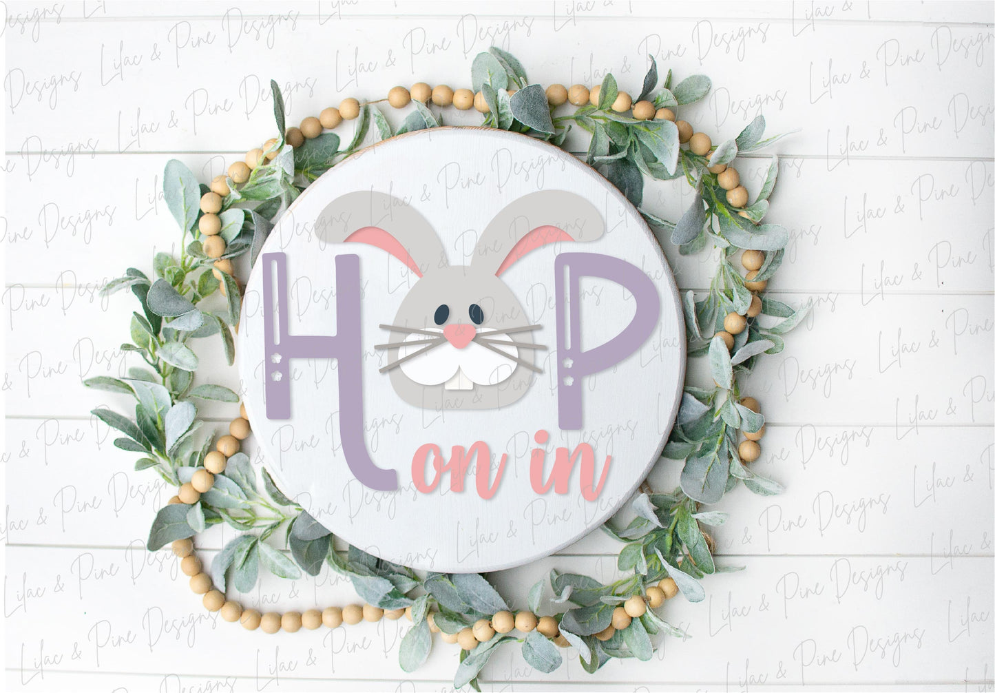 hop on in sign SVG, Easter bunny door hanger, rabbit Welcome SVG, cute Easter decor, spring laser template, Glowforge SVG, laser cut file