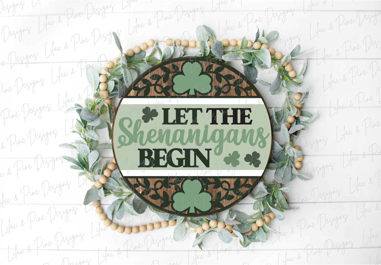 Let the Shenanigans begin sign, Shamrock door hanger SVG, St Patricks Day welcome sign, St Paddys day decor, Glowforge SVG, laser cut file