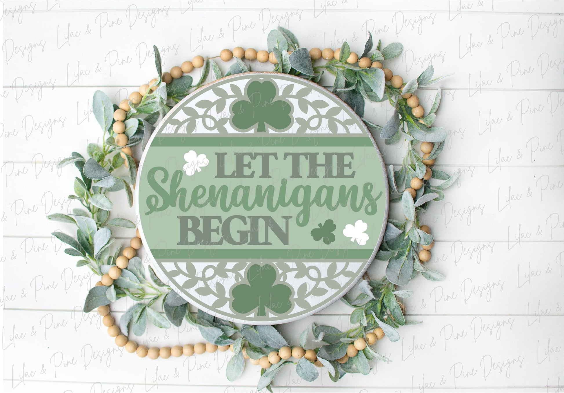 Let the Shenanigans begin sign, Shamrock door hanger SVG, St Patricks Day welcome sign, St Paddys day decor, Glowforge SVG, laser cut file