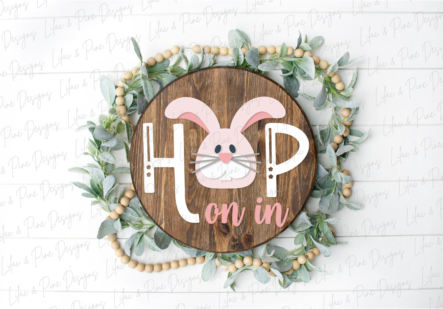 hop on in sign SVG, Easter bunny door hanger, rabbit Welcome SVG, cute Easter decor, spring laser template, Glowforge SVG, laser cut file
