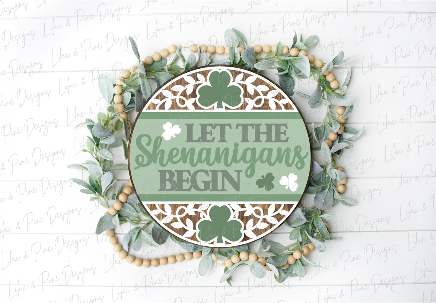 Let the Shenanigans begin sign, Shamrock door hanger SVG, St Patricks Day welcome sign, St Paddys day decor, Glowforge SVG, laser cut file