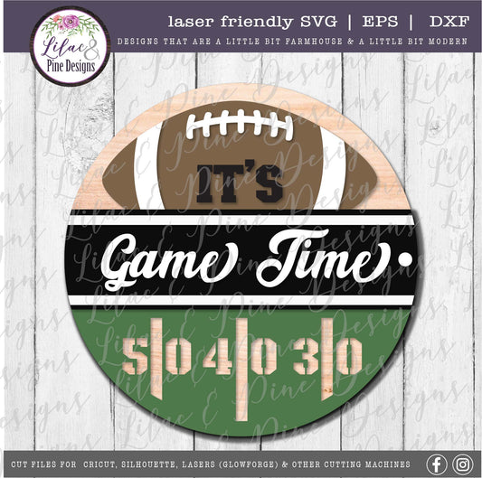 Game Time Football SVG, Welcome SVG, fall door decor svg, football SVG, fall svg, football game svg, porch sign, Glowforge, laser cut file