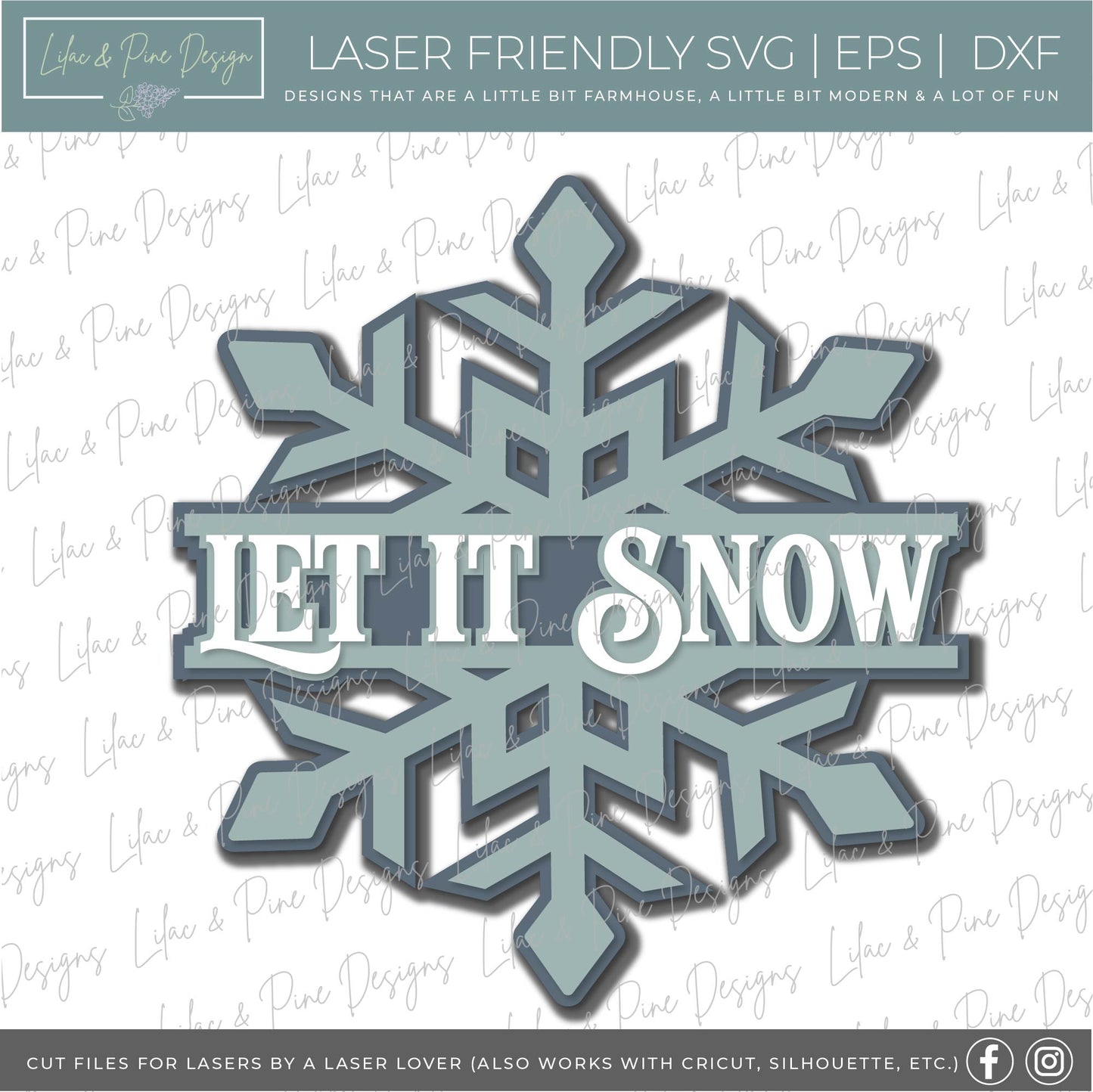 Let it Snow door hanger, Snowflake SVG, Snow Welcome sign, Winter decor svg,  laser cut file, Glowforge SVG
