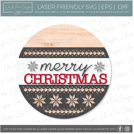 Nordic Christmas door hanger, Scandinavian Christmas SVG, nordic sweater door sign, Merry Christmas SVG, laser file, Glowforge file