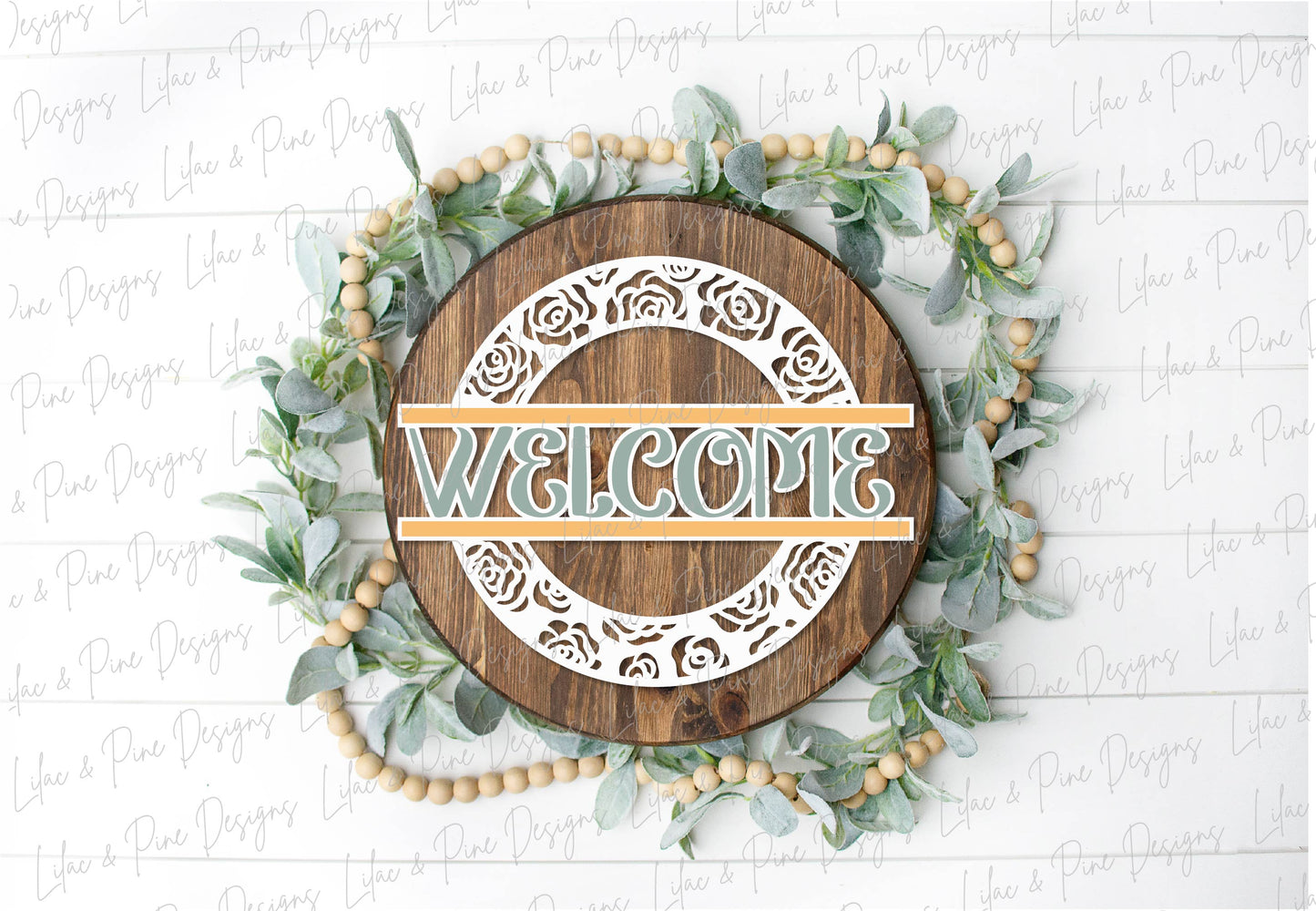 Rose Welcome Door hanger, floral decor SVG, rose svg, flower SVG, spring sign, summer sign SVG Glowforge Svg, laser cut file