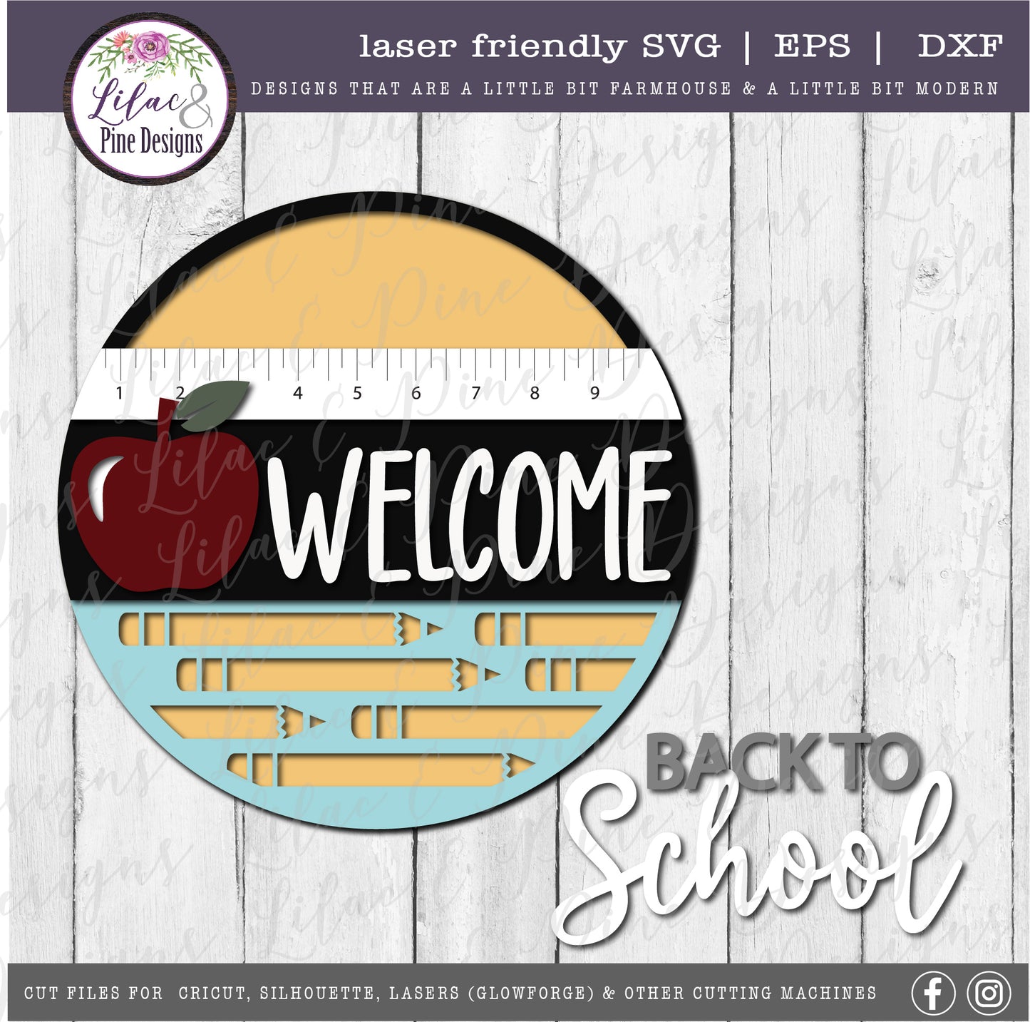 Back to School round SVG, School welcome SVG, fall decor SVG, classroom decor, laser cut file, Glowforge SVG