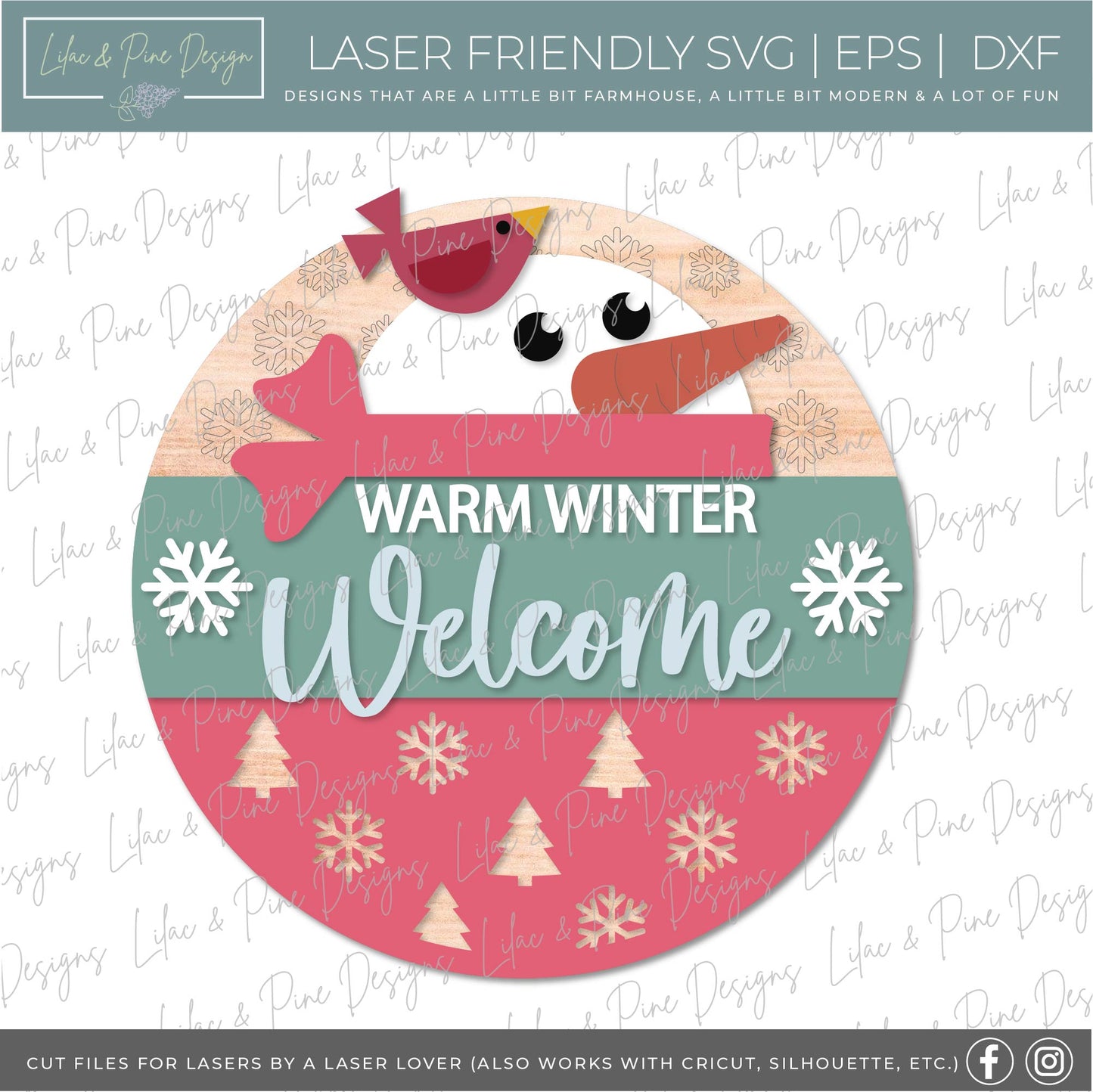 Warm Winter Welcome sign SVG, Snowman Welcome SVG, Winter decor SVG, Snowman porch sign SVG, Winter round sign, laser cut file, Glowforge SVG